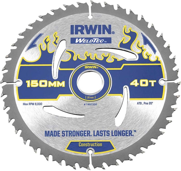 Tooled Up | Irwin Irwin Weldtec Construction Saw Blade 150mm 40T 20mm Irwin Irwin Weldtec Construction Saw Blade 150mm 40T 20mm