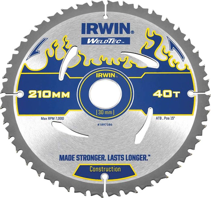 Tooled Up | Irwin Irwin Weldtec Construction Saw Blade 210mm 40T 30mm Irwin Irwin Weldtec Construction Saw Blade 210mm 40T 30mm