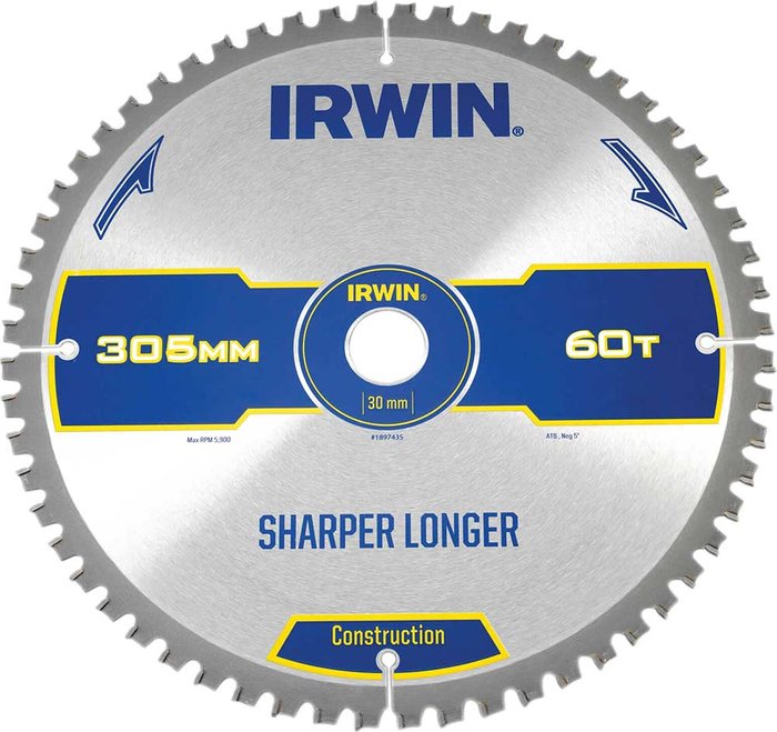 Tooled Up | Irwin Irwin ATB Ultra Construction Circular Saw Blade 305mm 60T 30mm Irwin Irwin ATB Ultra Construction Circular Saw Blade 305mm 60T 30mm