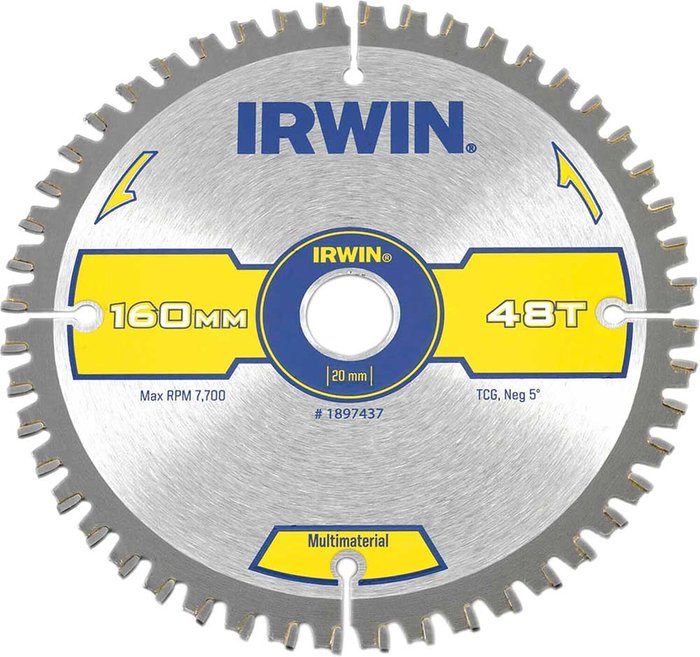 Tooled Up | Irwin Irwin Multi Material Circular Saw Blade 160mm 48T 20mm Irwin Irwin Multi Material Circular Saw Blade 160mm 48T 20mm