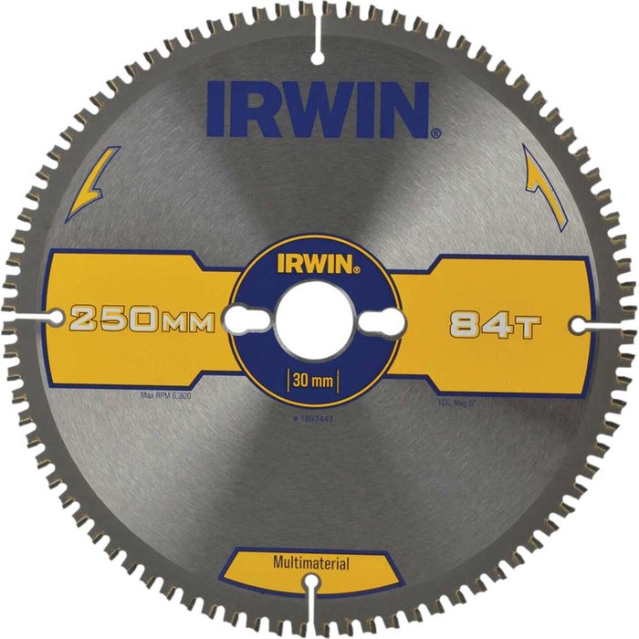 Tooled Up | Irwin Irwin Multi Material Circular Saw Blade 250mm 84T 30mm Irwin Irwin Multi Material Circular Saw Blade 250mm 84T 30mm