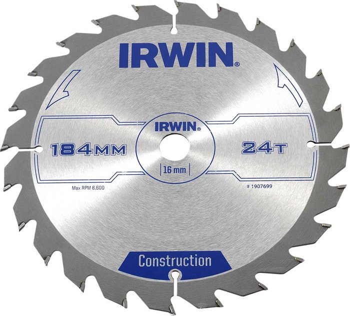 Tooled Up | Irwin Irwin Aluminium Non-Ferrous Metal Saw Blade 184mm 24T 16mm Irwin Irwin Aluminium Non-Ferrous Metal Saw Blade 184mm 24T 16mm
