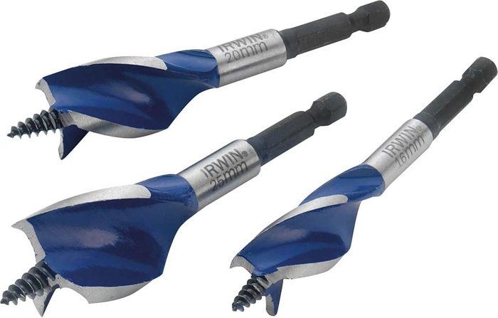 Tooled Up | Irwin Irwin 3 Piece 6X Blue Groove Stubby Wood Bit Set Irwin Irwin 3 Piece 6X Blue Groove Stubby Wood Bit Set
