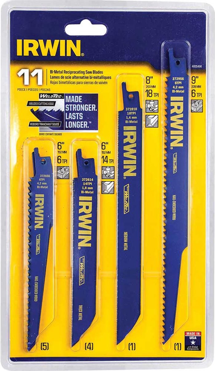 Tooled Up | Irwin IRWIN® 4935496 Bi-Metal Reciprocating Blade Set, 11 Piece Irwin IRWIN® 4935496 Bi-Metal Reciprocating Blade Set, 11 Piece