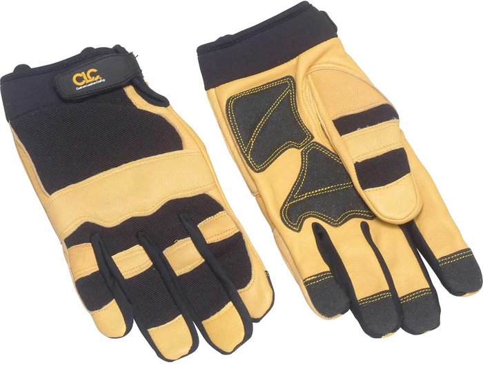 Tooled Up | Kunys Kunys Hybrid Top Grain Leather Cuff Gloves Black / Yellow One Size Kunys Kunys Hybrid Top Grain Leather Cuff Gloves Black / Yellow One Size