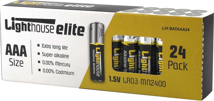 Tooled Up | Lighthouse Lighthouse LR03 Extra Long Life AAA Alkaline Batteries Pack of 24 Lighthouse Lighthouse LR03 Extra Long Life AAA Alkaline Batteries Pack of 24
