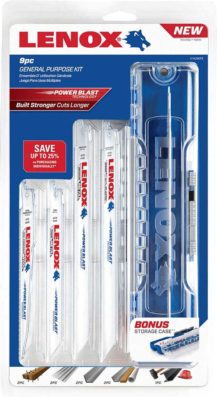Tooled Up | Lenox Lenox 9 Piece Reciprocating Sabre Saw Blade Set Lenox Lenox 9 Piece Reciprocating Sabre Saw Blade Set