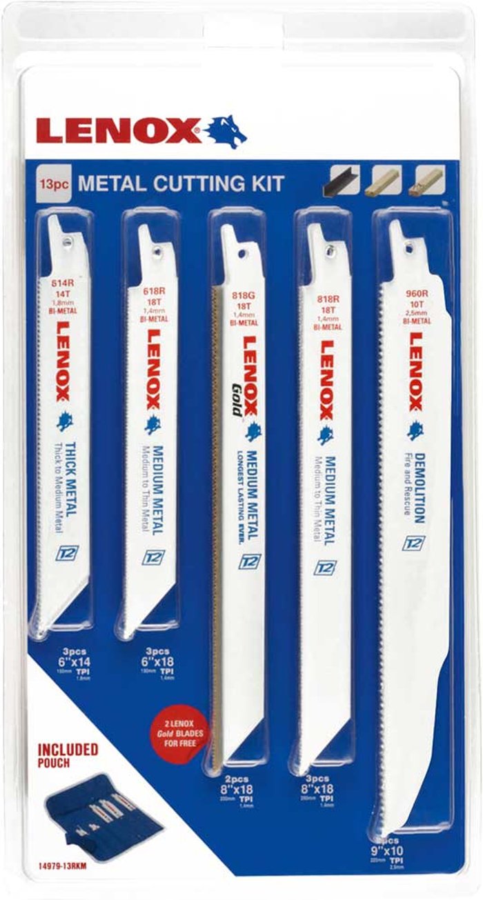 Tooled Up | Lenox Lenox 13 Piece Metal Cutting Reciprocating Sabre Saw Blade Set Lenox Lenox 13 Piece Metal Cutting Reciprocating Sabre Saw Blade Set
