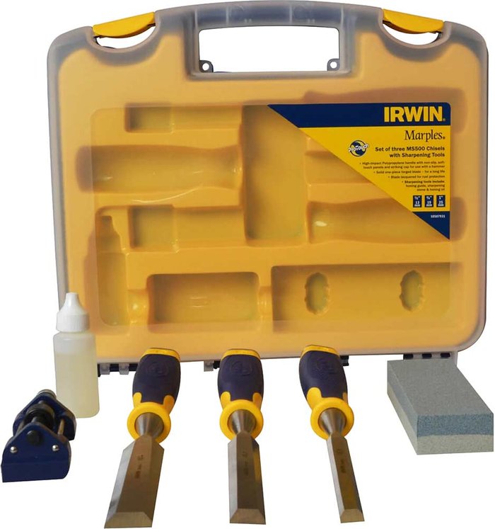 Tooled Up | Irwin 6pc Irwin Marples 10507931 MS500 Soft Touch Bevel Edge Chisel and Sharpening Set Irwin 6pc Irwin Marples 10507931 MS500 Soft Touch Bevel Edge Chisel and Sharpening Set