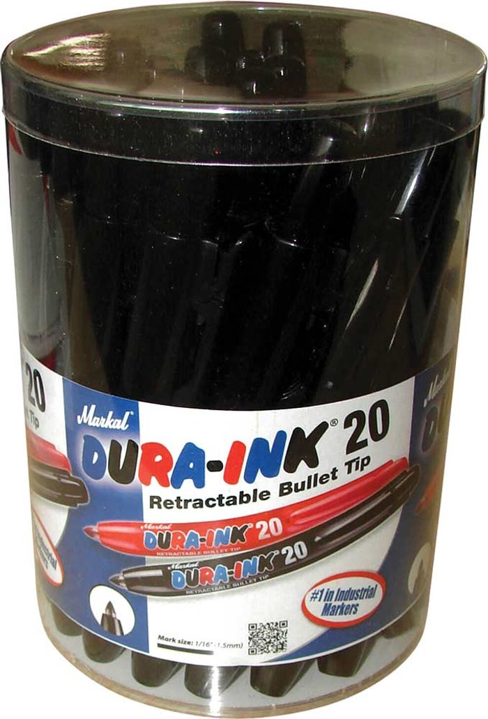 Tooled Up | Markal Markal Dura Ink 20 Retractable Fine Bullet Tip Permanent Marker Pen Black Pack of 24 Markal Markal Dura Ink 20 Retractable Fine Bullet Tip Permanent Marker Pen Black Pack of 24