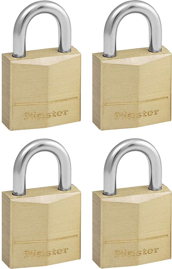 Tooled Up | Masterlock Masterlock Solid Brass Padlock Pack of 4 Keyed Alike 20mm Standard Masterlock Masterlock Solid Brass Padlock Pack of 4 Keyed Alike 20mm Standard
