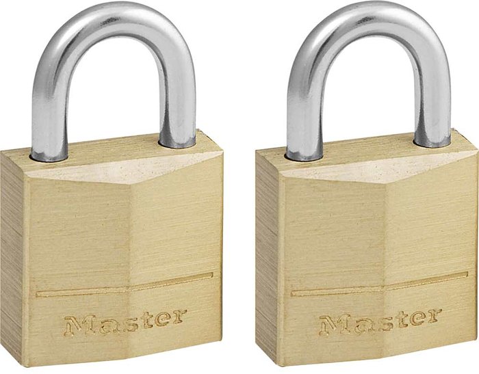 Tooled Up | Masterlock Masterlock Solid Brass Padlock Pack of 2 Keyed Alike 20mm Standard Masterlock Masterlock Solid Brass Padlock Pack of 2 Keyed Alike 20mm Standard