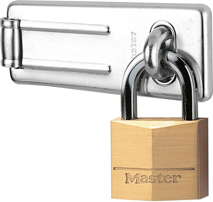 Tooled Up | MASTER LOCK Hasp 89mm + Solid Brass Padlock 40mm MLK140703 MASTER LOCK Hasp 89mm + Solid Brass Padlock 40mm MLK140703