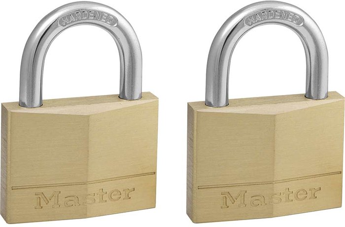 Tooled Up | Masterlock Masterlock Solid Brass Padlock Pack of 2 Keyed Alike 50mm Standard Masterlock Masterlock Solid Brass Padlock Pack of 2 Keyed Alike 50mm Standard