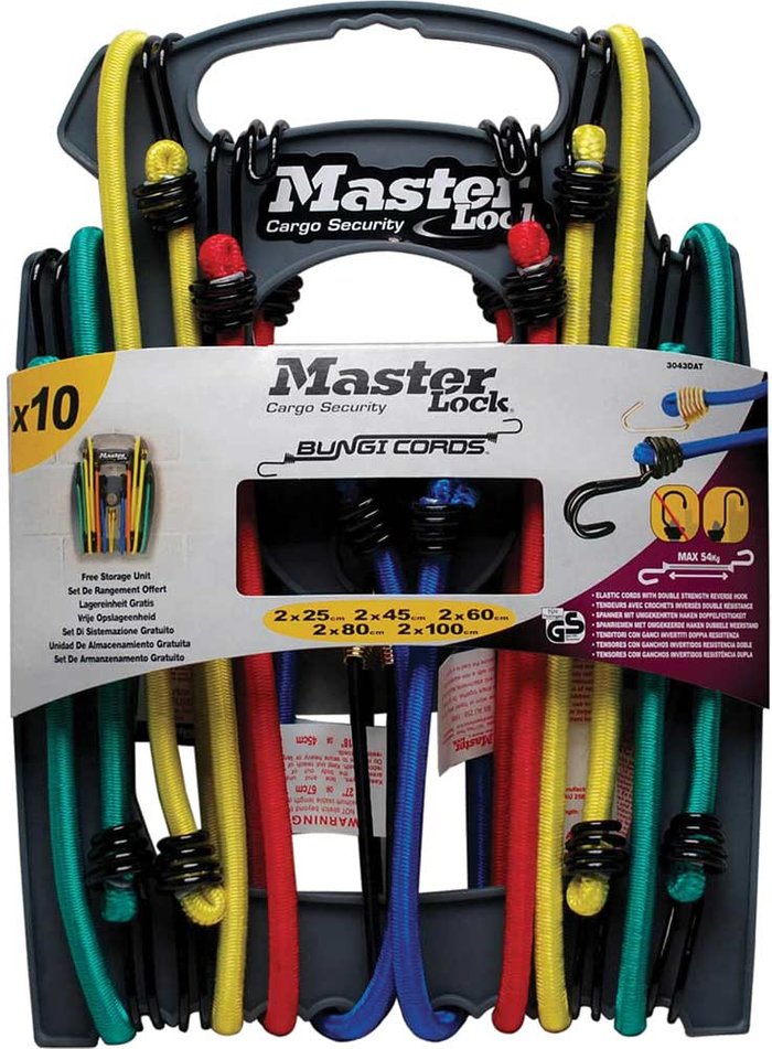 Tooled Up | MASTER LOCK 10 Pack Bungee Cord Rope Strap/ Tie Down 40Kg MLK3043E XMS21BUNGEE - Master Lock MASTER LOCK 10 Pack Bungee Cord Rope Strap/ Tie Down 40Kg MLK3043E XMS21BUNGEE - Master Lock