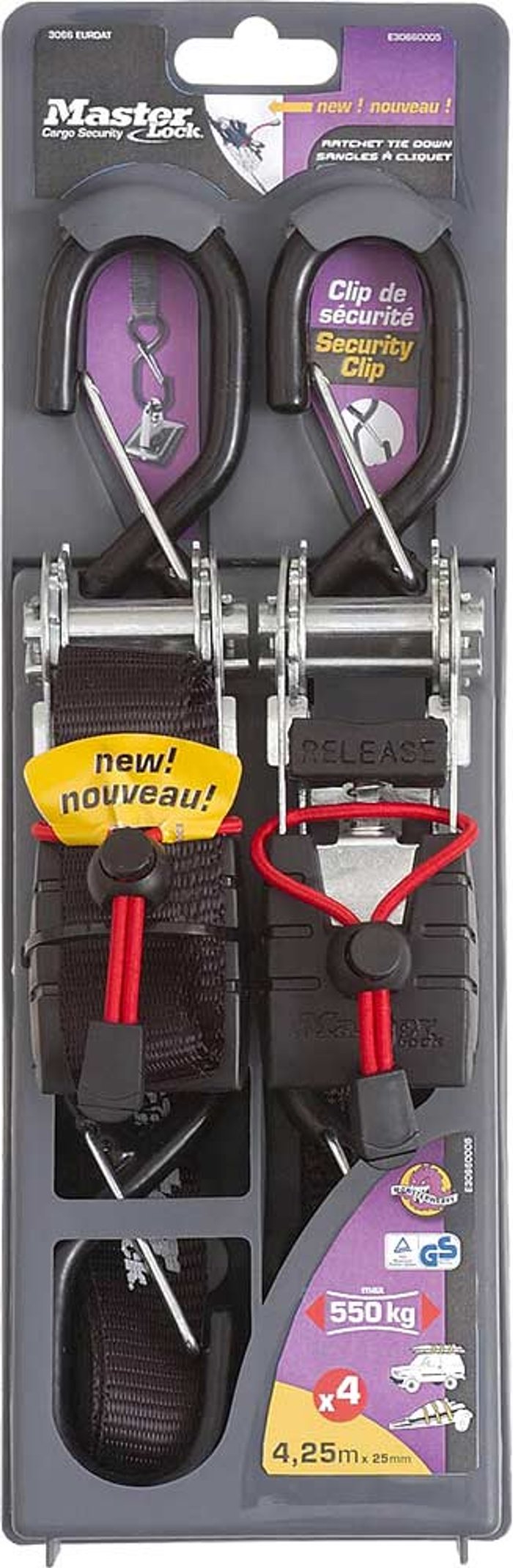 Tooled Up | MASTER LOCK 3066E Ratchet Tie Down with S Hooks 4.25m Pack of 2 - Master Lock MASTER LOCK 3066E Ratchet Tie Down with S Hooks 4.25m Pack of 2 - Master Lock
