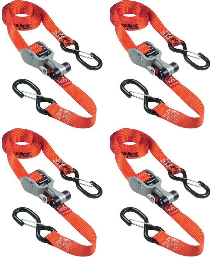Tooled Up | Masterlock Masterlock Ratchet Tiedown Snap Hook Straps Pack of 4 Masterlock Masterlock Ratchet Tiedown Snap Hook Straps Pack of 4