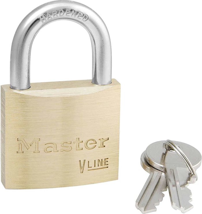 Tooled Up | Masterlock Masterlock V Line Brass Padlock Keyed Alike 40mm Standard 2341 Masterlock Masterlock V Line Brass Padlock Keyed Alike 40mm Standard 2341