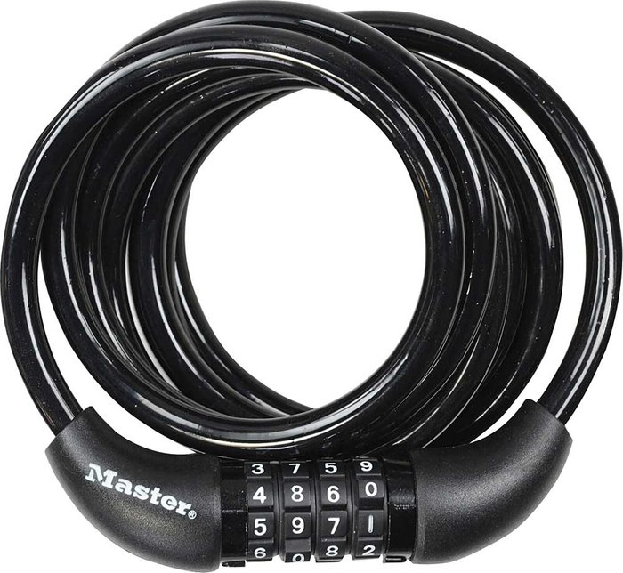 Tooled Up | MASTER LOCK Master Lock - 8221E Black Self Coiling Combination Cable 1.8m x 8mm MASTER LOCK Master Lock - 8221E Black Self Coiling Combination Cable 1.8m x 8mm
