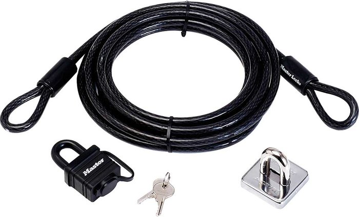 Tooled Up | Masterlock Masterlock Cable Lock and Anchor Garden Security Kit Masterlock Masterlock Cable Lock and Anchor Garden Security Kit