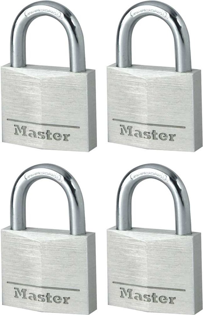 Tooled Up | Masterlock Masterlock Aluminium Padlock Pack of 4 Keyed Alike 40mm Standard Masterlock Masterlock Aluminium Padlock Pack of 4 Keyed Alike 40mm Standard