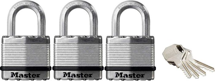 Tooled Up | Masterlock Masterlock Excell Laminated Steel Padlock Pack of 3 Keyed Alike 45mm Standard Masterlock Masterlock Excell Laminated Steel Padlock Pack of 3 Keyed Alike 45mm Standard