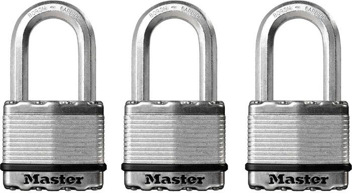 Tooled Up | Masterlock Masterlock Excell Laminated Steel Padlock Pack of 3 Keyed Alike 50mm Standard Masterlock Masterlock Excell Laminated Steel Padlock Pack of 3 Keyed Alike 50mm Standard