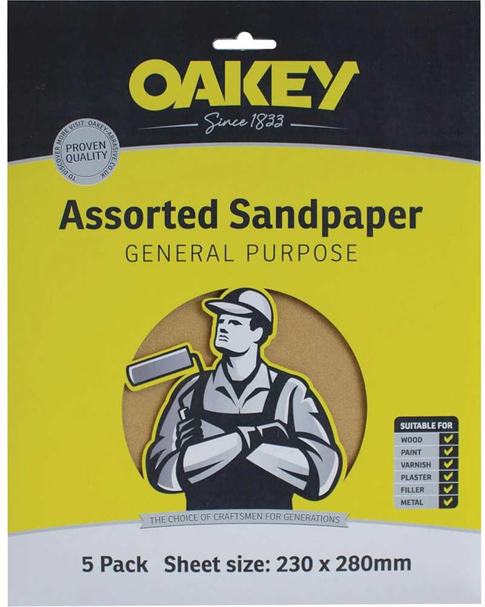 Tooled Up | Oakey Oakey Glasspaper Sandpaper Medium Pack of 5 Oakey Oakey Glasspaper Sandpaper Medium Pack of 5