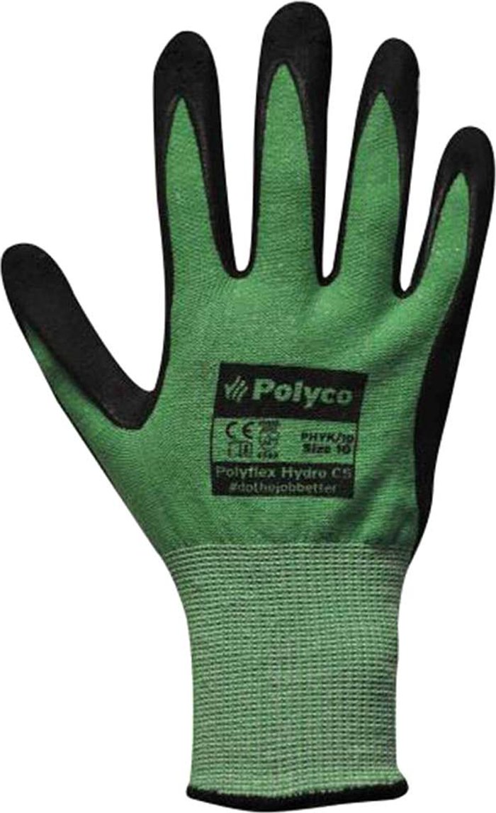 Tooled Up | Polyco Polyco Polyflex Hydro Safety C5 Gloves Green / Black L Polyco Polyco Polyflex Hydro Safety C5 Gloves Green / Black L