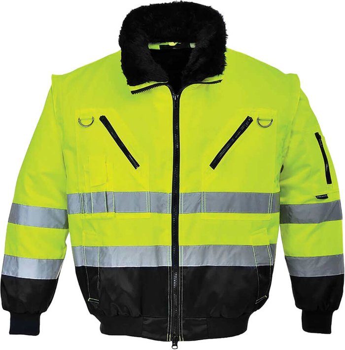 Tooled Up | Portwest Portwest Hi Vis 3 in 1 Pilot Jacket Yellow / Black L Portwest Portwest Hi Vis 3 in 1 Pilot Jacket Yellow / Black L