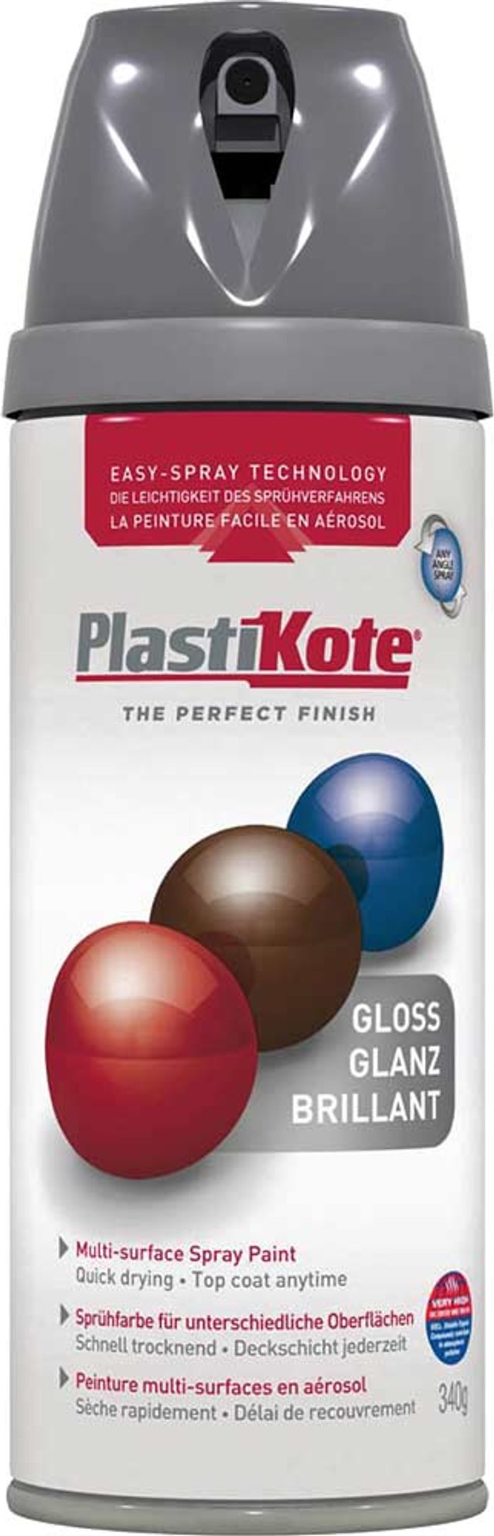 Tooled Up | Plastikote Plastikote Premium Gloss Aerosol Spray Paint Medium Grey 400ml Plastikote Plastikote Premium Gloss Aerosol Spray Paint Medium Grey 400ml