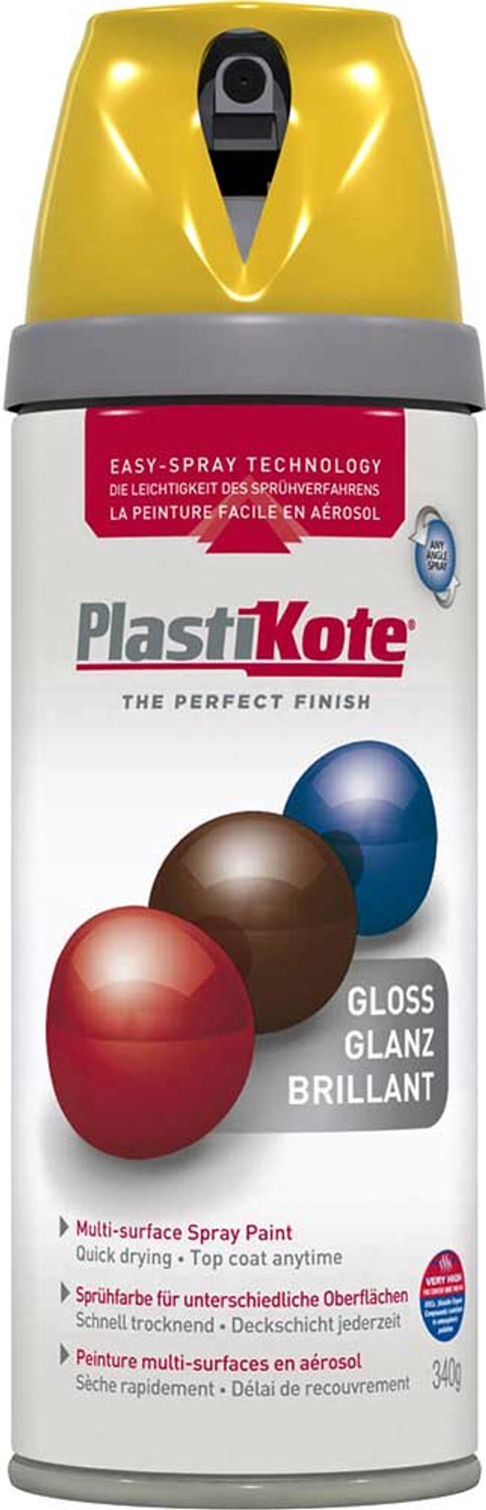 Tooled Up | Plastikote Plastikote Premium Gloss Aerosol Spray Paint Yellow 400ml Plastikote Plastikote Premium Gloss Aerosol Spray Paint Yellow 400ml