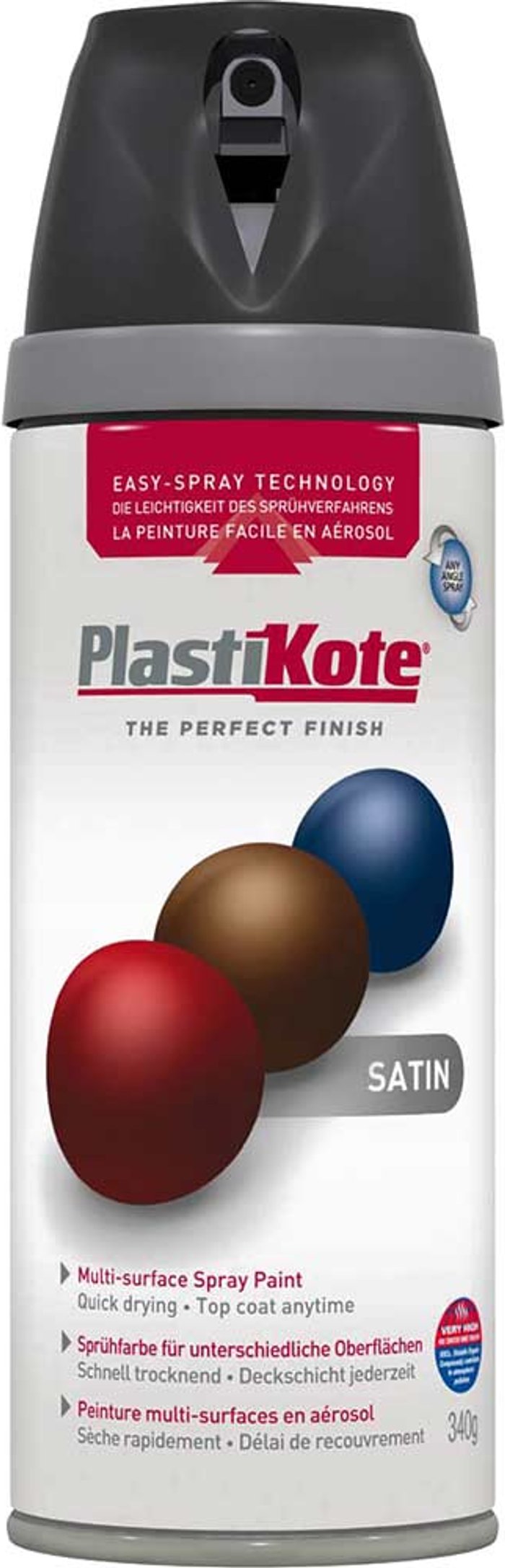 Tooled Up | Plastikote Plastikote Premium Satin Aerosol Spray Paint Black 400ml Plastikote Plastikote Premium Satin Aerosol Spray Paint Black 400ml
