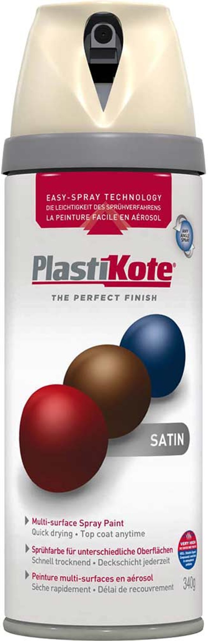 Tooled Up | Plastikote Plastikote Premium Satin Aerosol Spray Paint Grey Beige 400ml Plastikote Plastikote Premium Satin Aerosol Spray Paint Grey Beige 400ml