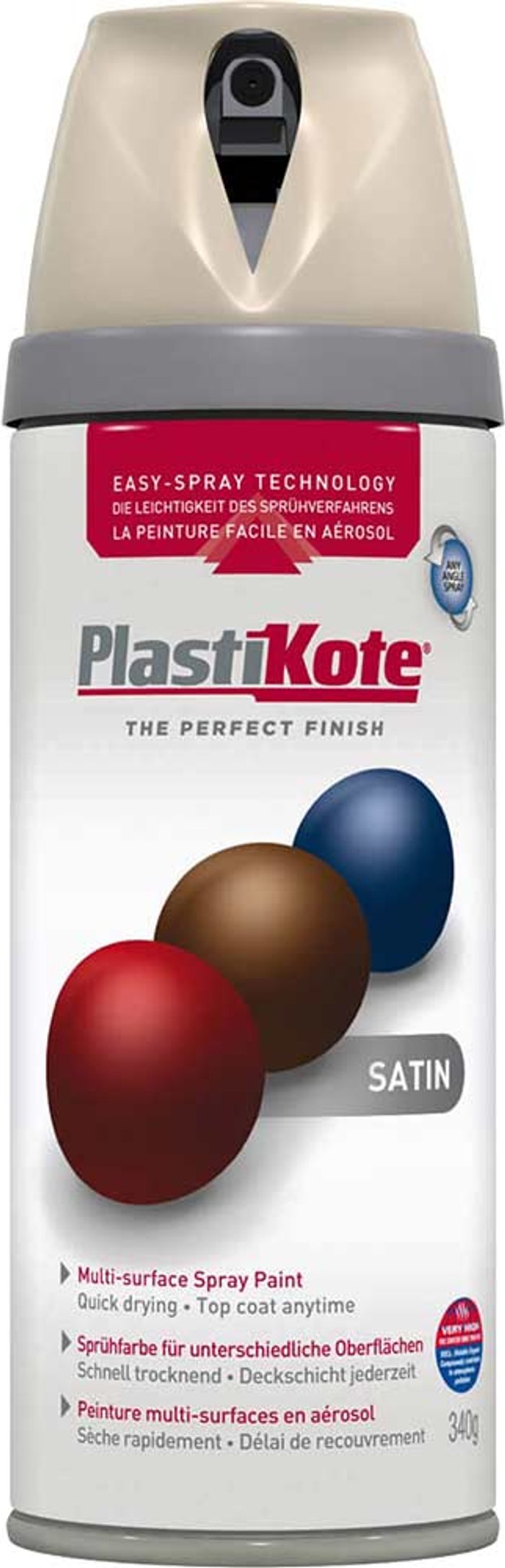 Tooled Up | Plastikote Plastikote Premium Satin Aerosol Spray Paint Warm Grey 400ml Plastikote Plastikote Premium Satin Aerosol Spray Paint Warm Grey 400ml