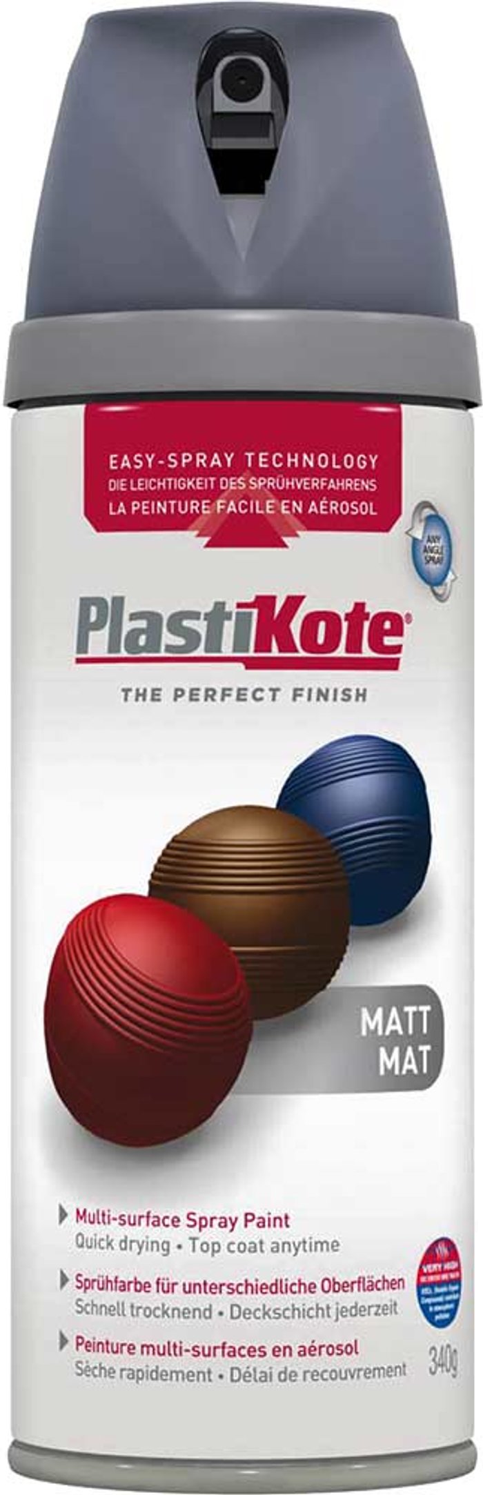 Tooled Up | Plastikote Plastikote Premium Matt Aerosol Spray Paint Grey 400ml Plastikote Plastikote Premium Matt Aerosol Spray Paint Grey 400ml