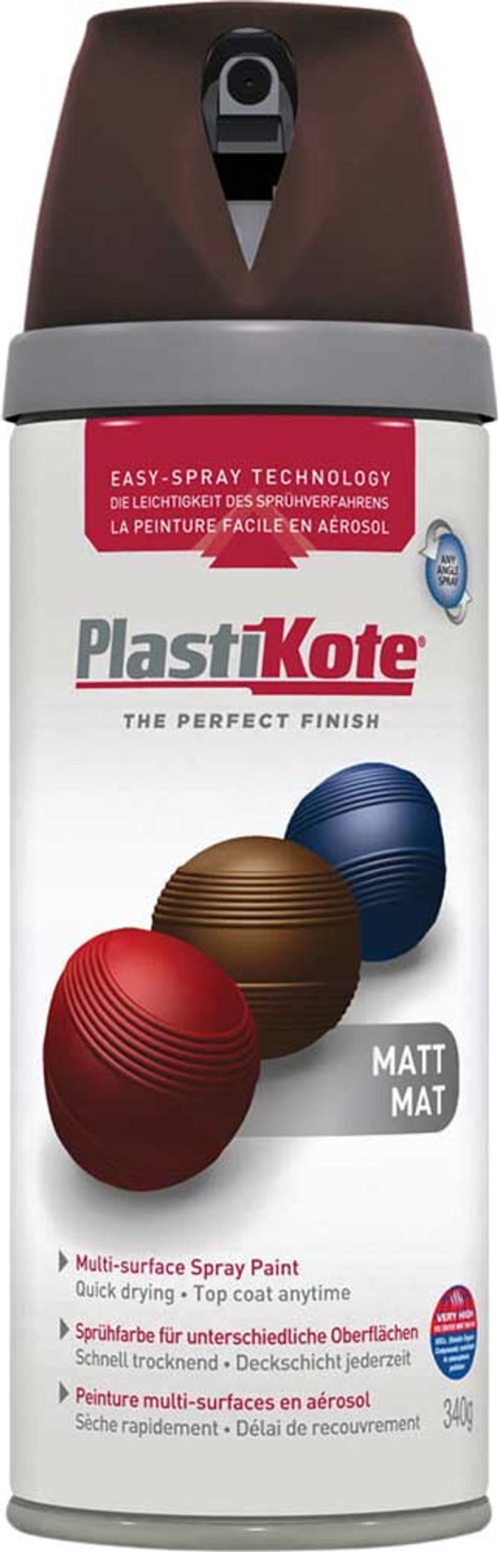 Tooled Up | Plastikote Plastikote Premium Matt Aerosol Spray Paint Chocolate 400ml Plastikote Plastikote Premium Matt Aerosol Spray Paint Chocolate 400ml