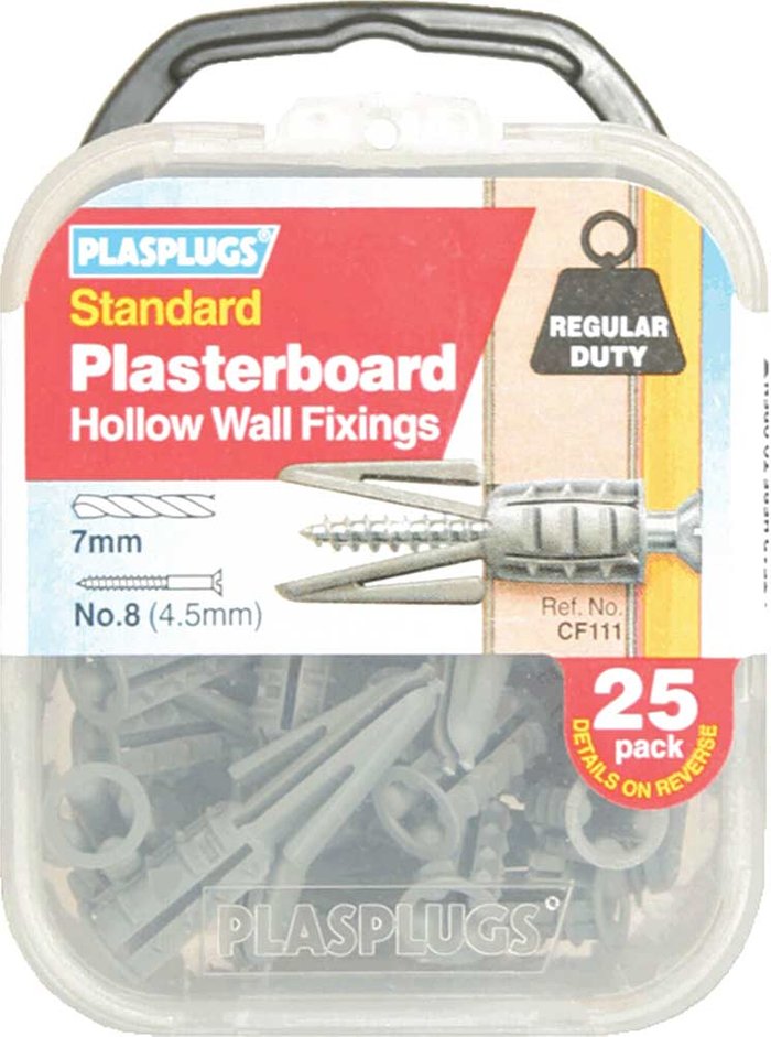 Tooled Up | Plasplug Plasplugs Plasterboard Hollow Wall Fixings Pack of 25 Plasplug Plasplugs Plasterboard Hollow Wall Fixings Pack of 25
