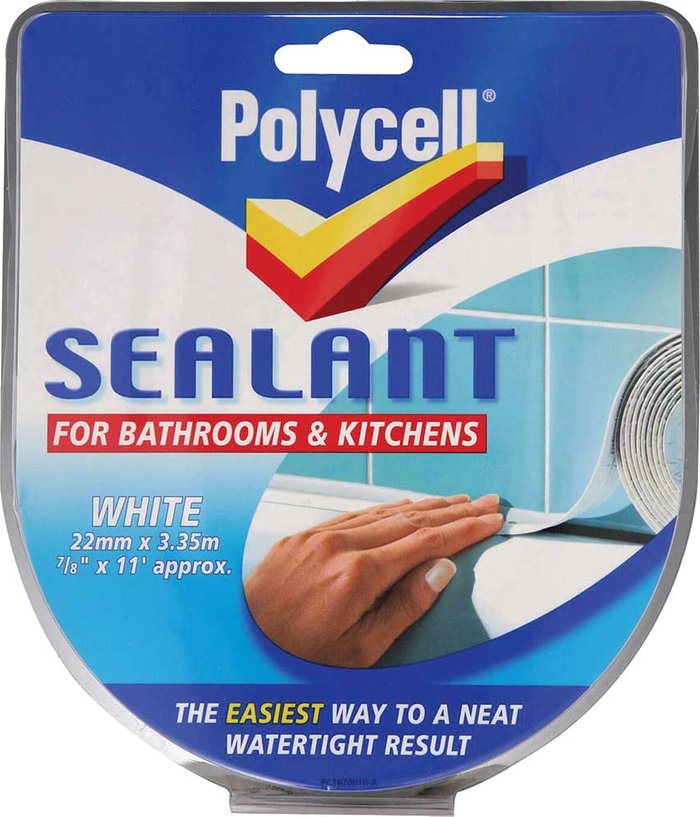 Tooled Up | Polycell Polycell White Sealant Strip for Bathroom and Kitchen 22mm Polycell Polycell White Sealant Strip for Bathroom and Kitchen 22mm