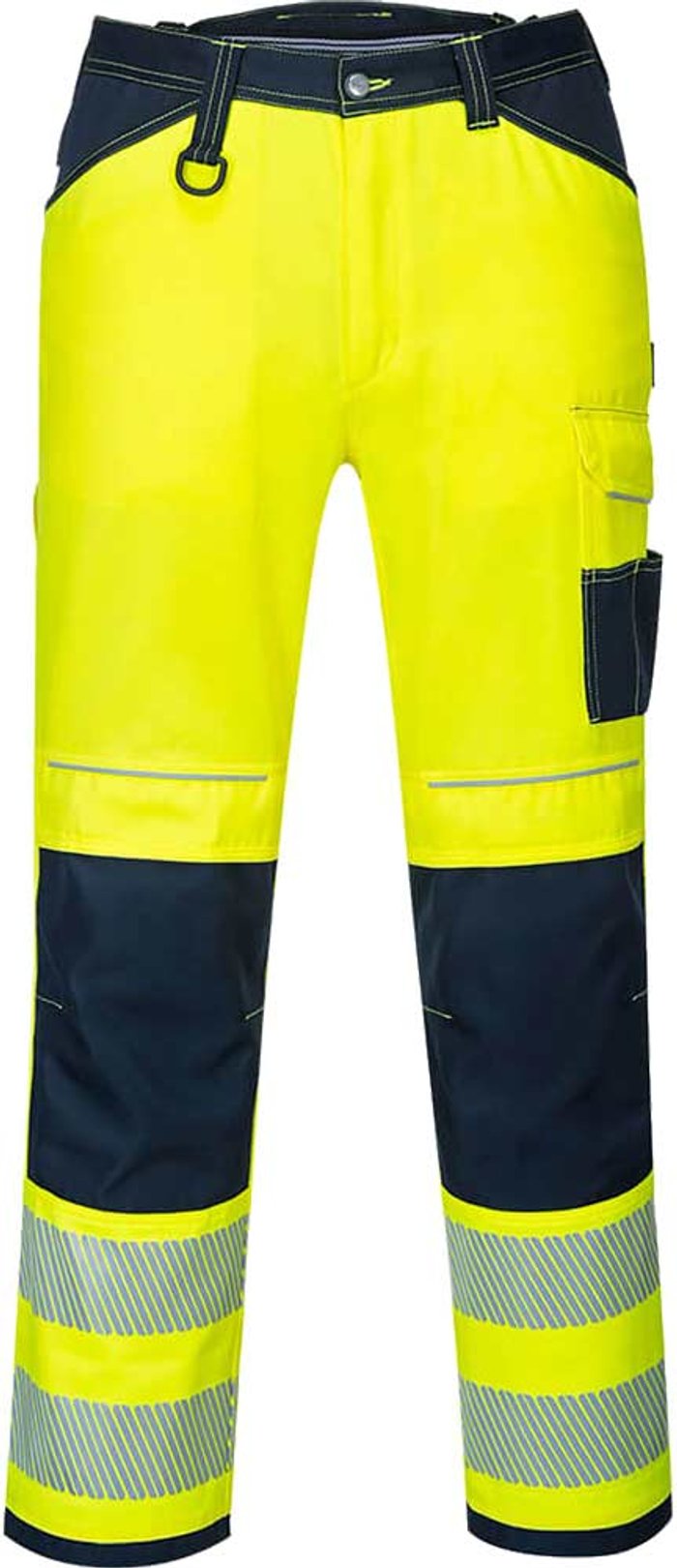 Tooled Up | Portwest Portwest PW34 Hi Vis Work Trousers Yellow / Navy 32 Portwest Portwest PW34 Hi Vis Work Trousers Yellow / Navy 32