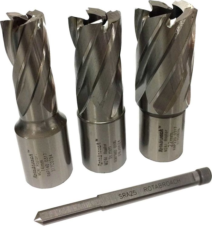 Tooled Up | Rotabroach Rotabroach 3 Piece Raptor Mag Drill Hole Cutter Set and Pilot Rotabroach Rotabroach 3 Piece Raptor Mag Drill Hole Cutter Set and Pilot