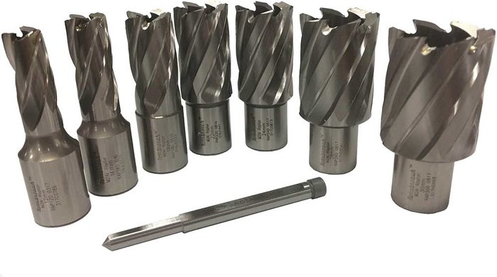 Tooled Up | Rotabroach Rotabroach 7 Piece Raptor Mag Drill Hole Cutter Set and Pilot Rotabroach Rotabroach 7 Piece Raptor Mag Drill Hole Cutter Set and Pilot