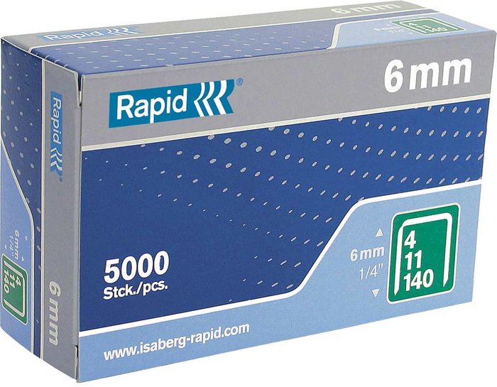 Tooled Up | Rapid Rapid Type 140 Galvanised Staples 6mm Pack of 5000 Rapid Rapid Type 140 Galvanised Staples 6mm Pack of 5000