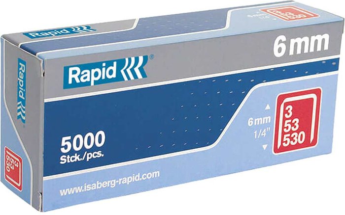 Tooled Up | Rapid Rapid Type 53 Galvanised Staples 6mm Pack of 5000 Rapid Rapid Type 53 Galvanised Staples 6mm Pack of 5000