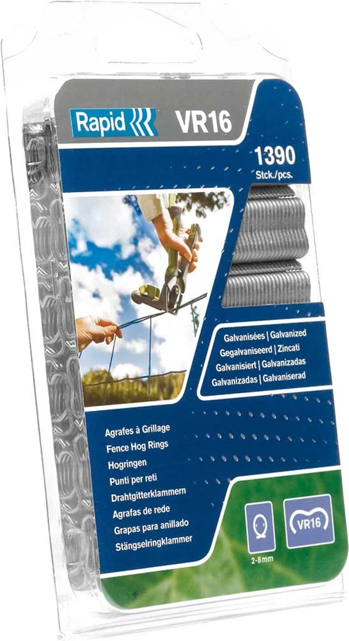 Tooled Up | Rapid Rapid VR16 Fence Hog Rings Galvanised Pack of 1390 Rapid Rapid VR16 Fence Hog Rings Galvanised Pack of 1390