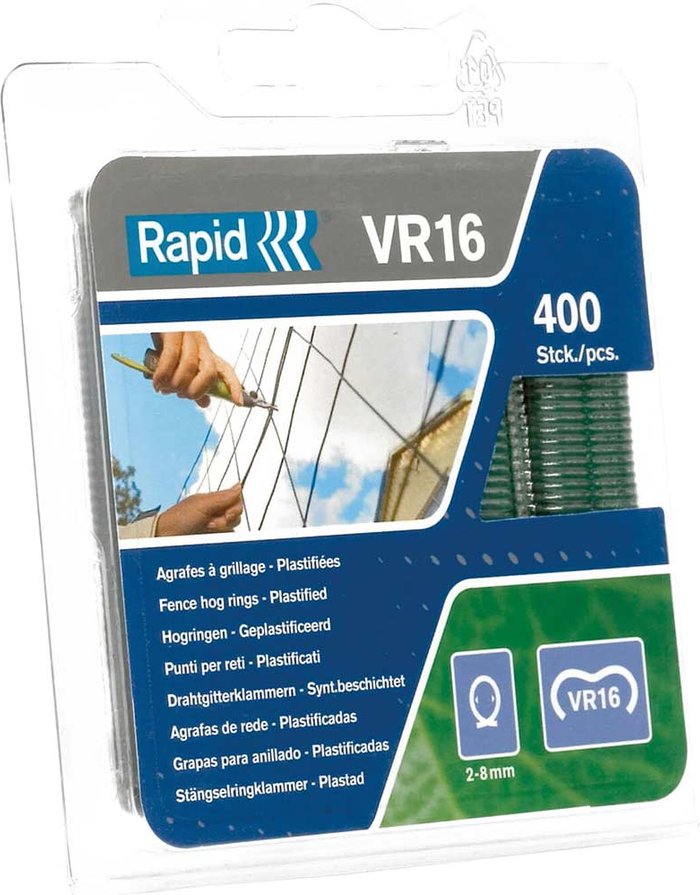Tooled Up | Rapid Rapid VR16 Fence Hog Rings Green Pack of 400 Rapid Rapid VR16 Fence Hog Rings Green Pack of 400