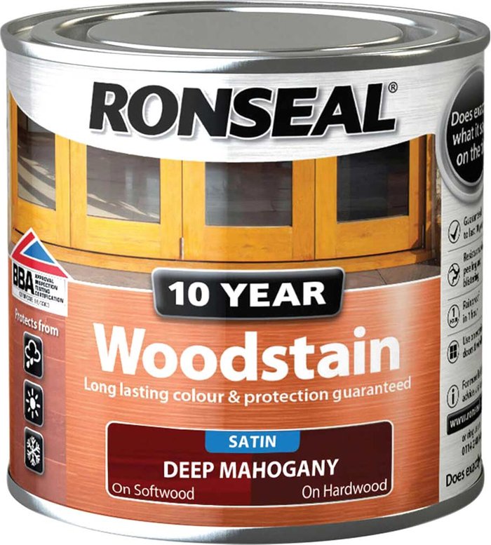 Tooled Up | Ronseal Ronseal 10 Year Wood Stain Deep Mahogany 250ml Ronseal Ronseal 10 Year Wood Stain Deep Mahogany 250ml