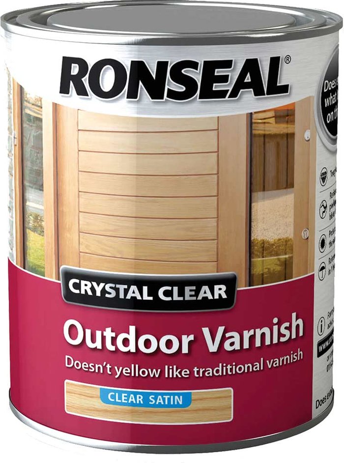 Tooled Up | Ronseal Ronseal Crystal Clear Outdoor Varnish Satin 750ml Ronseal Ronseal Crystal Clear Outdoor Varnish Satin 750ml