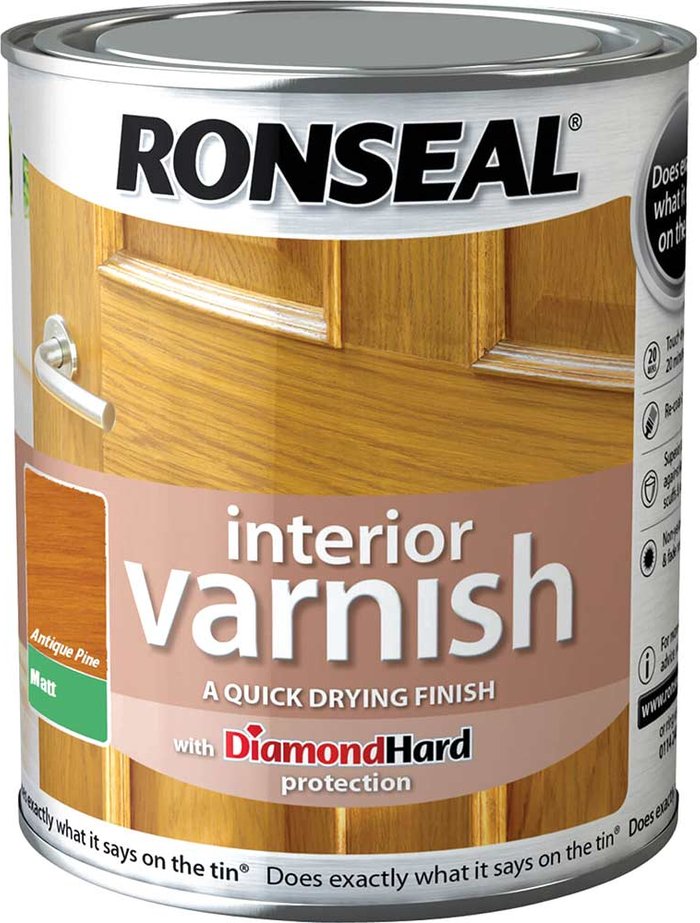 Tooled Up | Ronseal Ronseal Interior Matt Quick Dry Varnish Antique Pine 250ml Ronseal Ronseal Interior Matt Quick Dry Varnish Antique Pine 250ml