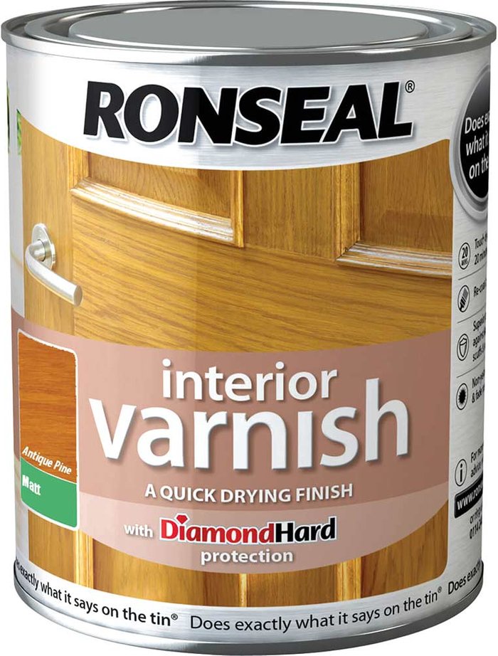 Tooled Up | Ronseal Ronseal Interior Matt Quick Dry Varnish Antique Pine 750ml Ronseal Ronseal Interior Matt Quick Dry Varnish Antique Pine 750ml